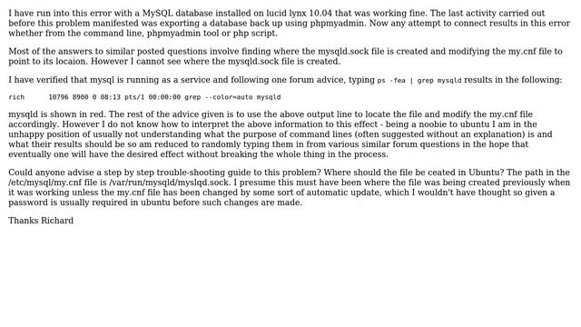 DevOps & SysAdmins: Can't connect to local MySQL server through socket /var/run/mysqld/mysqld.sock смотреть онлайн