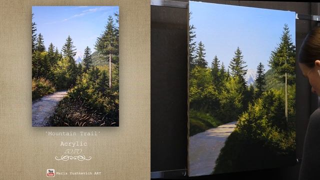 Painting a mountain landscape by Maria Yushkevich | Как нарисовать горный пейзаж, акрил смотреть онлайн