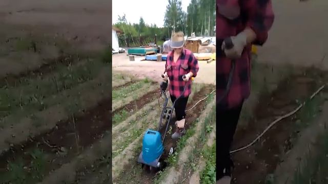 Мои помощники на даче - Электрокультиватор Hyundai T 15 смотреть онлайн