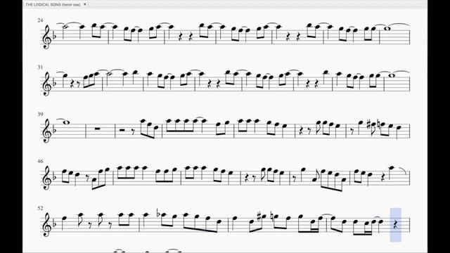 SUPERTRAMP - THE LOGICAL SONG - tenor sax - backing track - sheet music смотреть онлайн