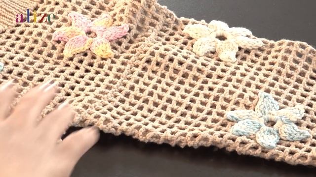 Alize Cotton Gold Batik Ile Çiçekli Hırka • Flower Cardigan • ВЯЗАНИЕ ЦВЕТОЧНОГО КАРДИГАНА