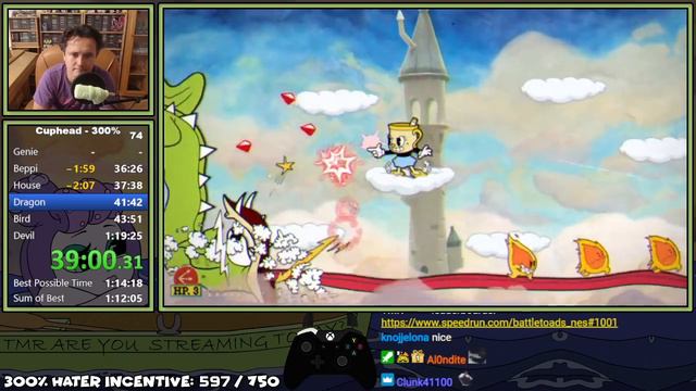 Cuphead + DLC (Speedrun) 300% In 1:16:34