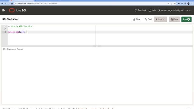 Oracle SQL MOD Function смотреть онлайн