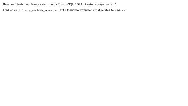 Ubuntu: Install and load uuid-ossp on PostgreSQL смотреть онлайн