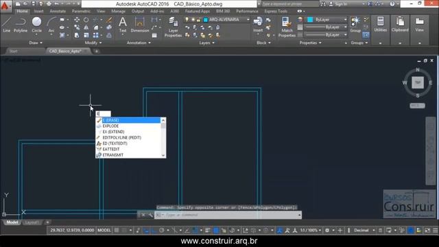 AutoCAD 2016 Aula 11/31: Paredes internas │Trim e Extend (CURSO BÁSICO GRATUITO) смотреть онлайн