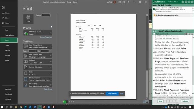 JA Excel 5 10 Printing Selected Worksheets смотреть онлайн
