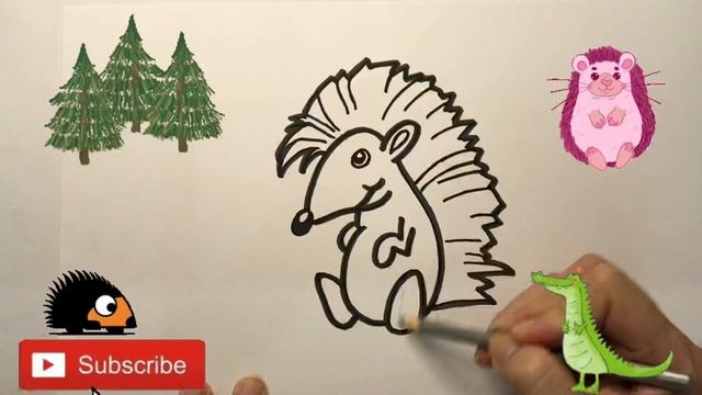 How To Draw a Porcupine | Bolalar uchun kirpi rasm chizish | рисуем дикобраза для детей смотреть онлайн