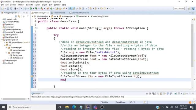 Datainputstream and Dataoutputstream class in Java - CSE1007 - Java Programming смотреть онлайн