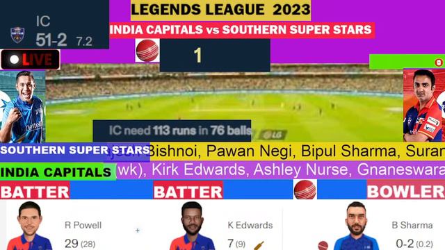 LEGENDS LEAGUE | India Capitals vs Southern Super Stars Live Score | IC vs SSS. смотреть онлайн