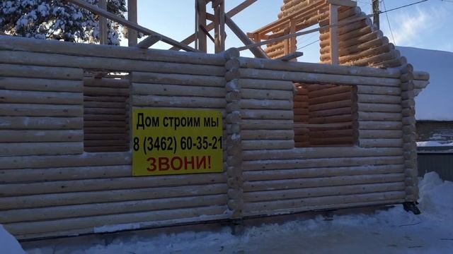 Сруб бани 6*8 из бревна. СОТ Кедровый-16. Сургут. смотреть онлайн