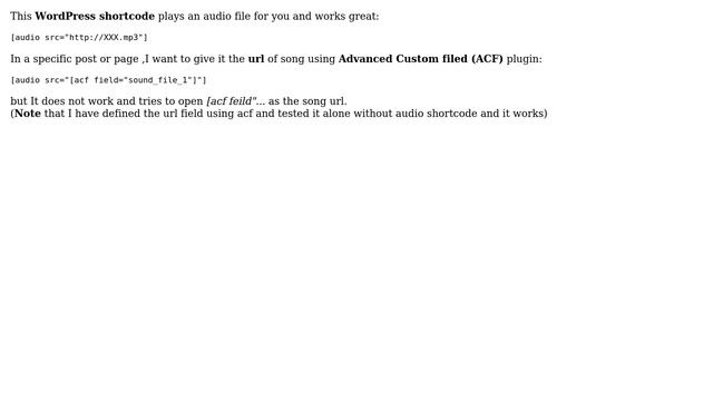 Wordpress: ACF for audio url in wordpress audio shortcode смотреть онлайн