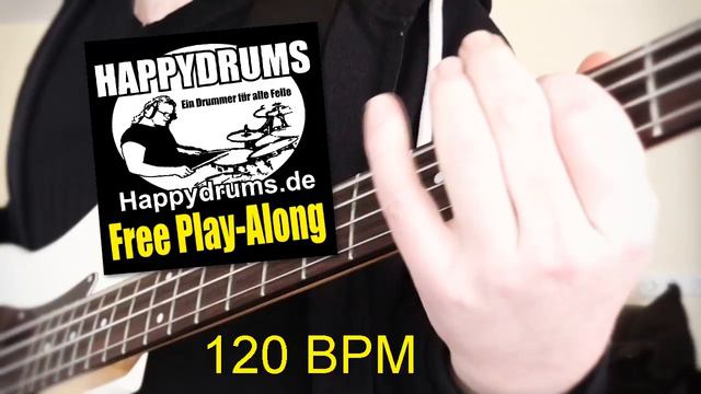 HAPPYDRUMS - Free Play-Along - Rock Bass Guitar Loop 120 bpm смотреть онлайн