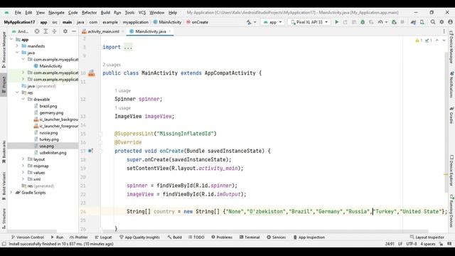 Spinner in Android Studio with Java смотреть онлайн