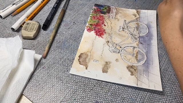 Велосипедная история. Рисую велосипед акварелью. Скетчинг для начинающих?♀ смотреть онлайн