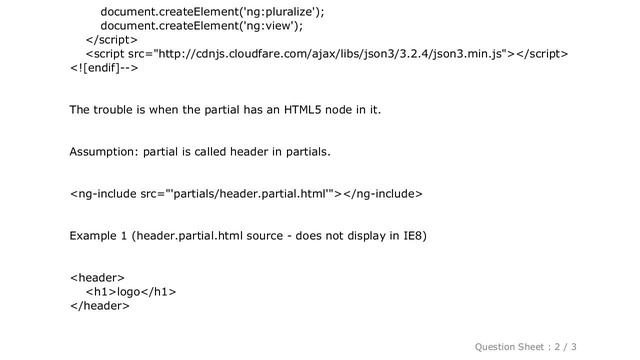 HTML : IE8 issue: AngularJS ng-include - partials with HTML5 node structure смотреть онлайн