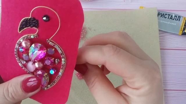Мастер класс брошь Розовый фламинго #МК