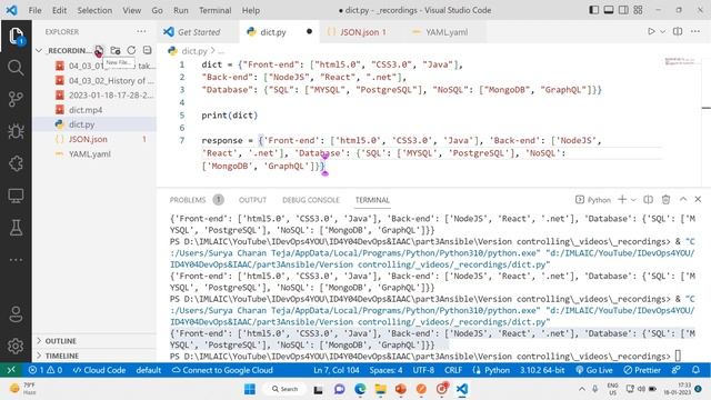 3 Dictionary JSON YAML смотреть онлайн