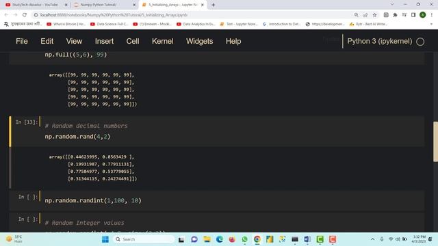 Numpy Python Tutorial 4 : Initializing Arrays, Zeros, Ones, Identity, Full, Rand, Randint, Randn смотреть онлайн