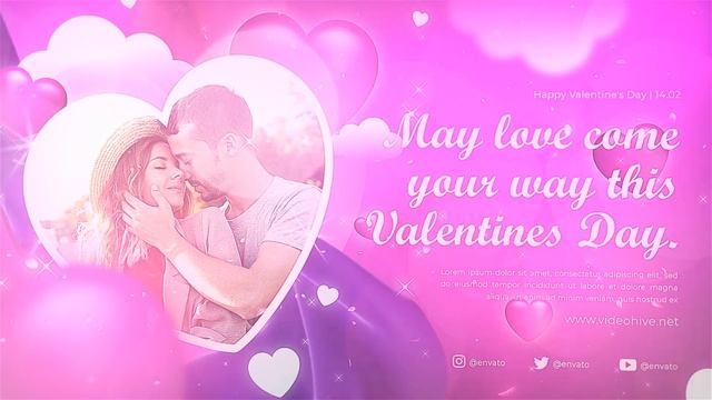 День Валентина слайд-шоу Videohive Happy Valentines Day Pink #Slideshow смотреть онлайн