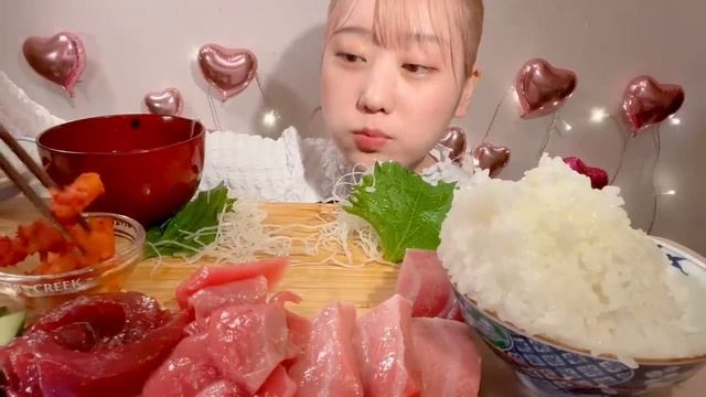 ASMR Fatty Tuna Sashimi【Mukbang/ Eating Sounds】【English Subtitles】