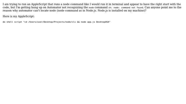 Apple: Automator - Running Node Command in AppleScript Error смотреть онлайн
