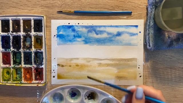 Как нарисовать пляж карандашом и акварелью начинающим | Рисунок для детей