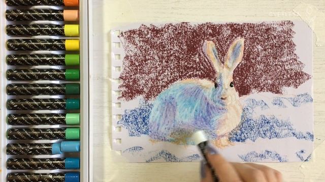 ?11 декабря ❄️ Белый зайчик масляной пастелью ? Oil pastel MALEVICH смотреть онлайн