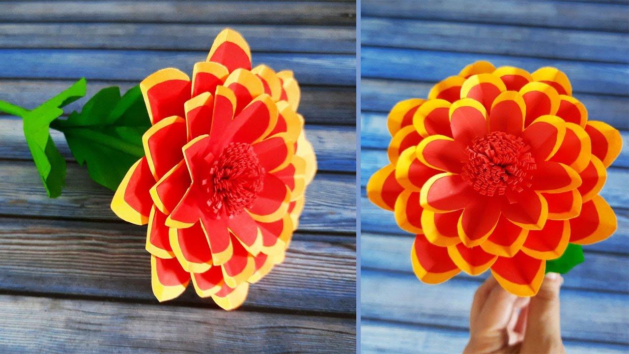 Объемный цветок из бумаги на палочке. Поделки своими руками смотреть онлайн