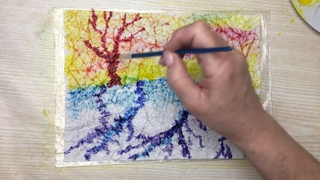 Весеннее настроение. Рисование акварелью по сырой и мятой бумаге смотреть онлайн