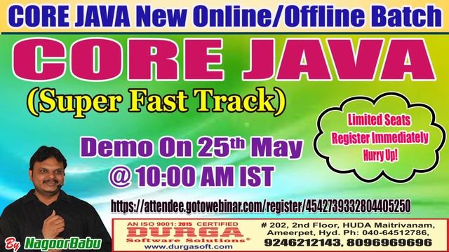 CORE JAVA (Super Fast Track) Online Training in DURGASOFT смотреть онлайн