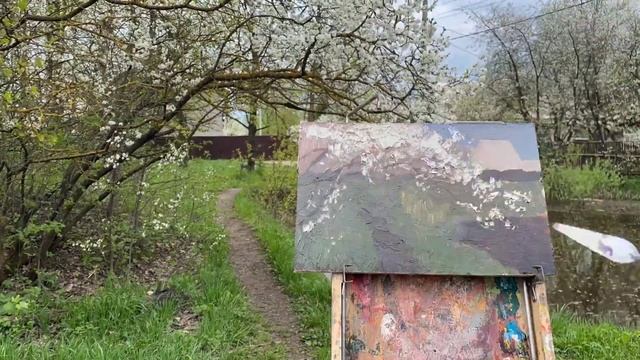 Этюд масляными красками. Пишем мотив с цветущим деревом смотреть онлайн