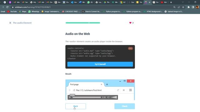The audio Element|HTML5|SOLOLEARN Answers смотреть онлайн