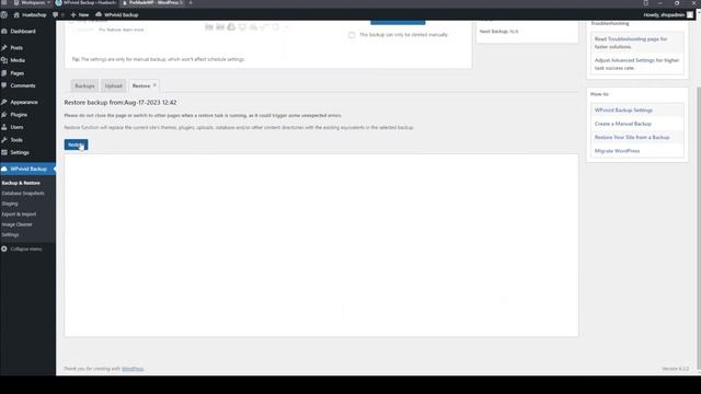 How to Restore a WordPress Site from Backup using WPVivid Backup, Restore Plugin | PreMadeWP Store смотреть онлайн