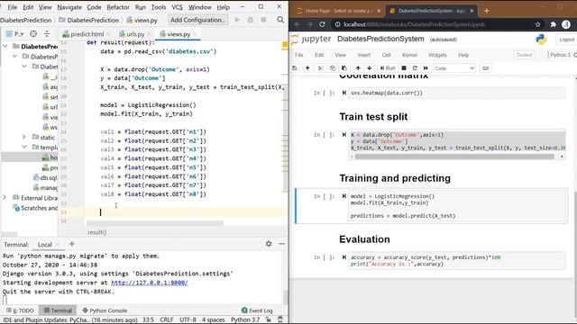 Django project on Machine learning| Diabetes Prediction System |Part 6| Linking ML code with websit смотреть онлайн
