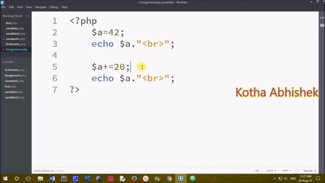 Operators in php in telugu part-1 || Arithmetic || Assignment || Increment || Decrement смотреть онлайн