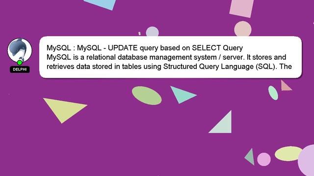 MySQL : MySQL - UPDATE query based on SELECT Query смотреть онлайн