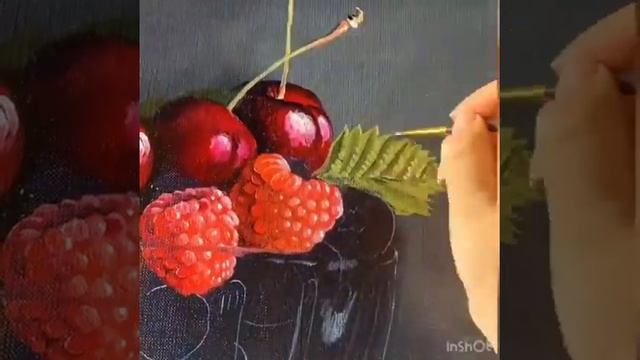 Как нарисовать ягоды маслом. Ягоды малины, вишни. Cherry drawing / 오일파스텔로 체리 그리기.#shorts смотреть онлайн