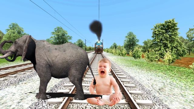 Innocent Elephant at Track and Saves Baby Stops the Train in Train simulator | FUNNY VIDEO смотреть онлайн
