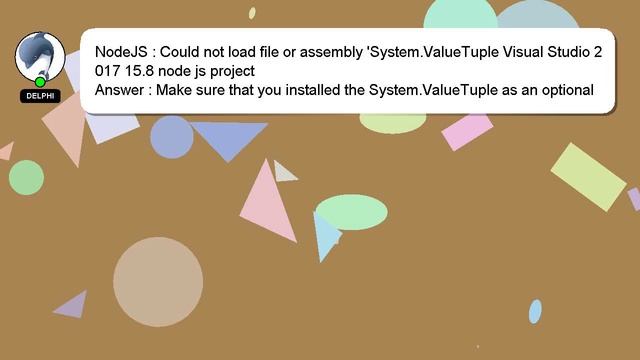 NodeJS : Could not load file or assembly 'System.ValueTuple Visual Studio 2017 15.8 node js project смотреть онлайн