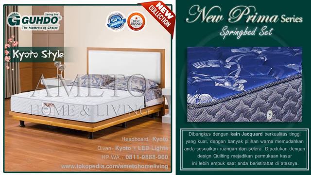 Bed Set Guhdo Spring Bed New Prima Kyoto Style + LED Lights смотреть онлайн