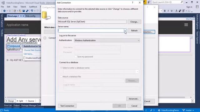 Generate Connection String In ASP NET Web Form
