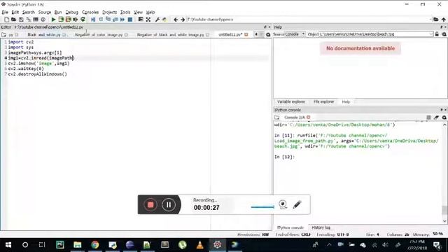 Loading image from path in opencv with python using Spyder IDE смотреть онлайн