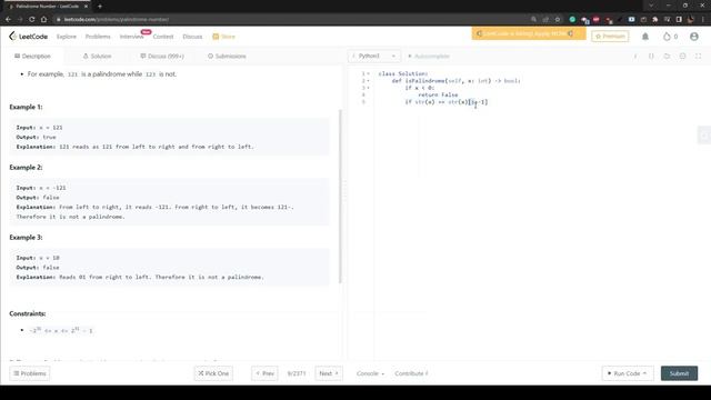 Python: leetcode 9- Palindrome Number смотреть онлайн