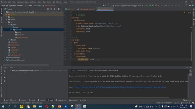 [Spring Boot + JPA + Thymeleaf + MariaDB] #3. 프로젝트 생성 - Application.yml , 기본 Html 파일