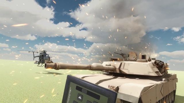 Helicopter shoots tank's internal magazine exploding it in a BIG explosion in Disassembly VR смотреть онлайн