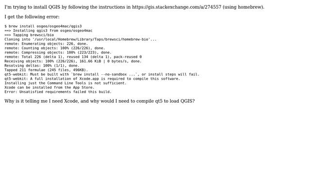 GIS: Error Installing QGIS On Mac OS X 10.11.6 (Why Do I 