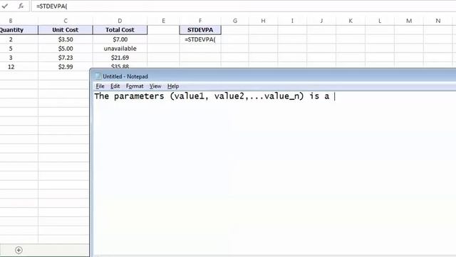 Excel STDEVPA Function - How to use STDEVPA Function смотреть онлайн