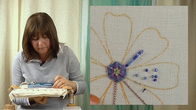 How to sew beads to fabric - methods for individual beads or rows! смотреть онлайн