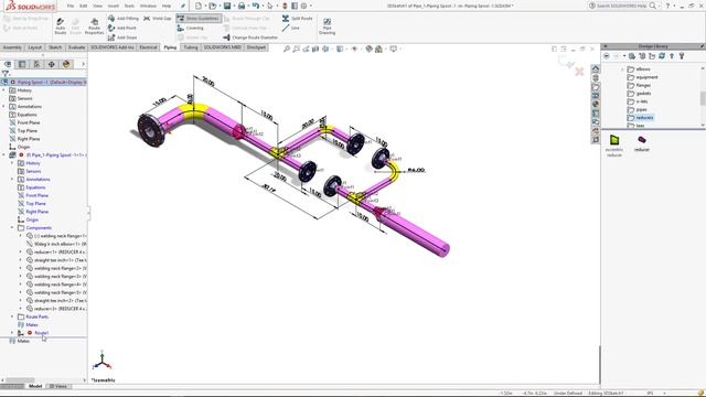Pipe Spool design using solidwork rauting смотреть онлайн