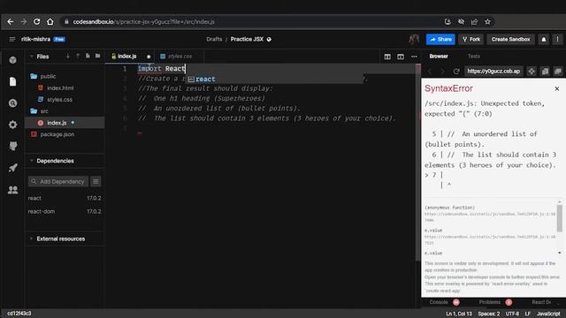 Try it yourself - Practice JSX | Thinking in React смотреть онлайн